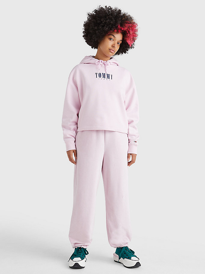 pink essential logo relaxed fit hoody for women tommy jeans