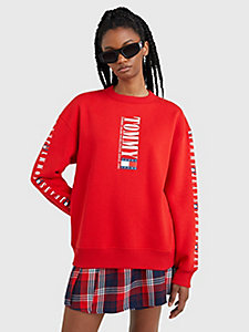 red archive relaxed fit logo sweatshirt for women tommy jeans