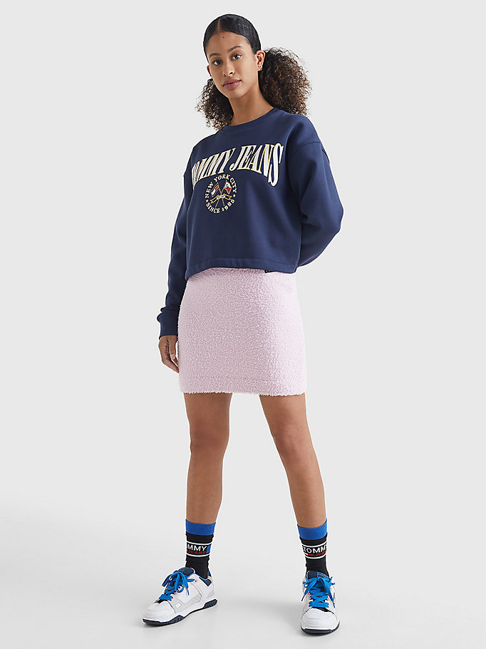 blue cropped relaxed fit logo sweatshirt for women tommy jeans