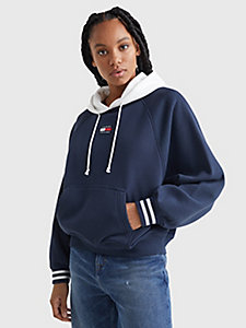 blue logo relaxed fit hoody for women tommy jeans
