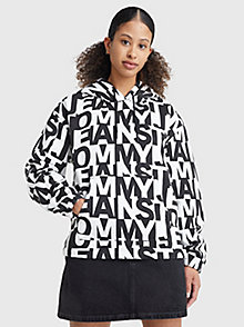wit relaxed fit hoodie met logoprint voor dames - tommy jeans