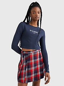 blue essential cropped fit long sleeve t-shirt for women tommy jeans
