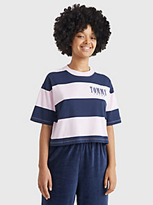 pink stripe cropped oversized t-shirt for women tommy jeans