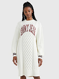 white college jumper dress for women tommy jeans