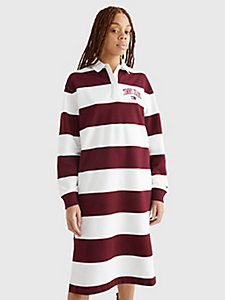 white stripe polo rugby dress for women tommy jeans