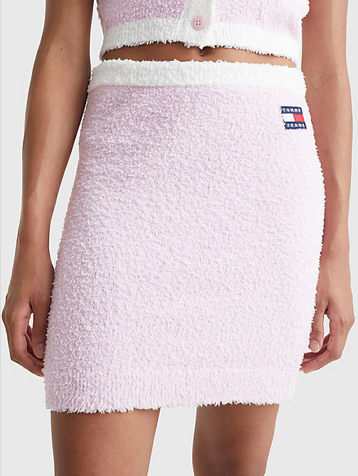 różowy prosta spódnica z futerkowej dzianiny dla kobiety - tommy jeans