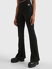 черный расклешенные легинсы стандартной длины с эмблемой tommy для женщины - tommy jeans