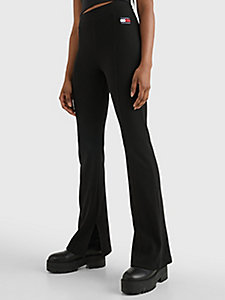 black badge full-length flared leggings for women tommy jeans