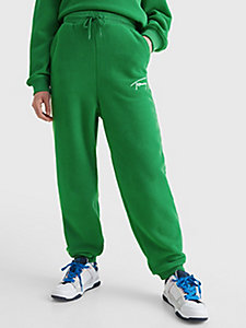 green signature fleece joggers for women tommy jeans