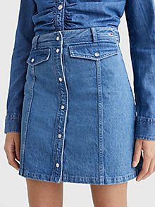 denim straight fit denim minirok voor women - tommy jeans