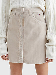 beige corduroy straight fit mini skirt for women tommy jeans