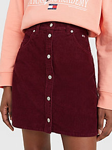 fioletowy sztruksowa spódnica mini o prostym kroju dla kobiety - tommy jeans