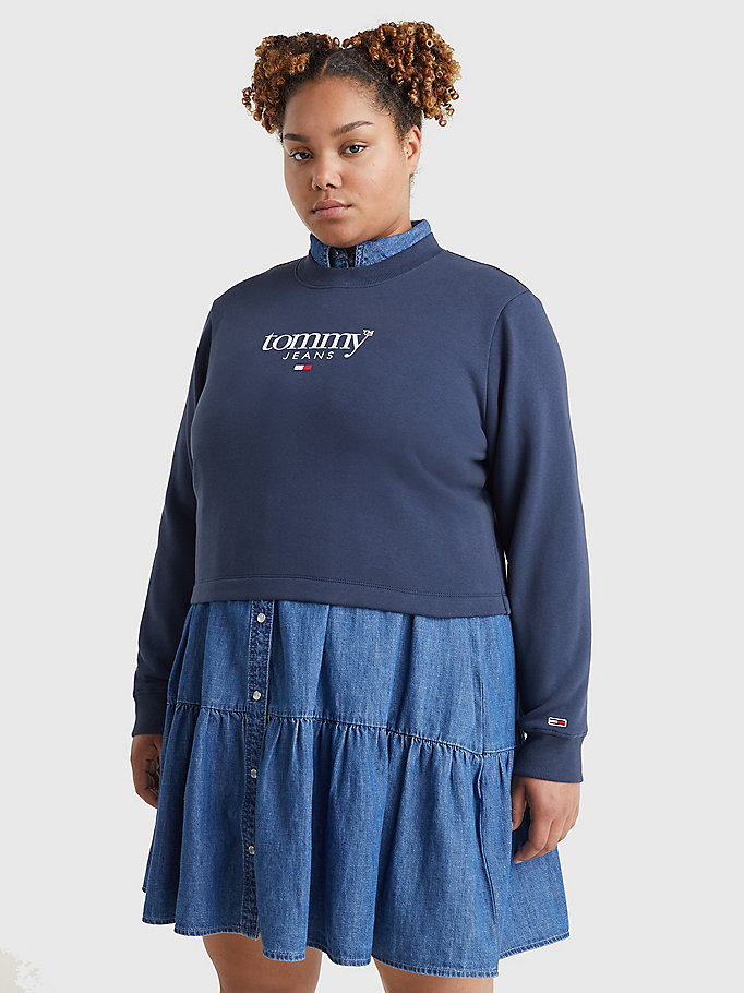 blue curve essential logo relaxed fit sweatshirt for women tommy jeans