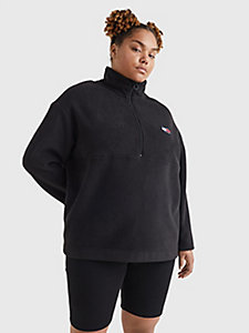 black curve recycled oversized badge polar fleece for women tommy jeans