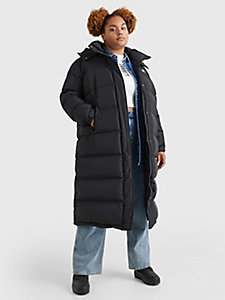 black curve alaska long puffer coat for women tommy jeans