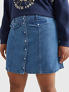 minijupe curve en denim denim pour femmes tommy jeans