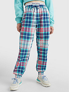 white tommy tartan relaxed fit joggers for women tommy jeans