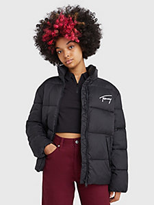 black signature modern padded puffer jacket for women tommy jeans