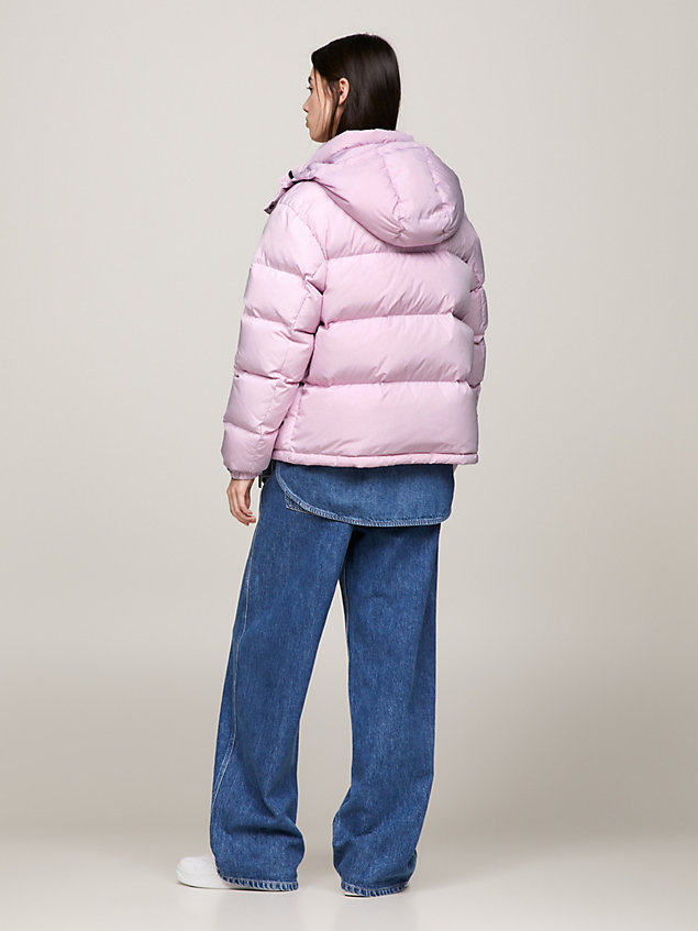 pink ocieplana kurtka alaska z kapturem dla kobiety - tommy jeans