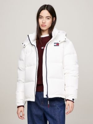 White Tommy Puffer Alaska | Hooded Hilfiger Jacket |