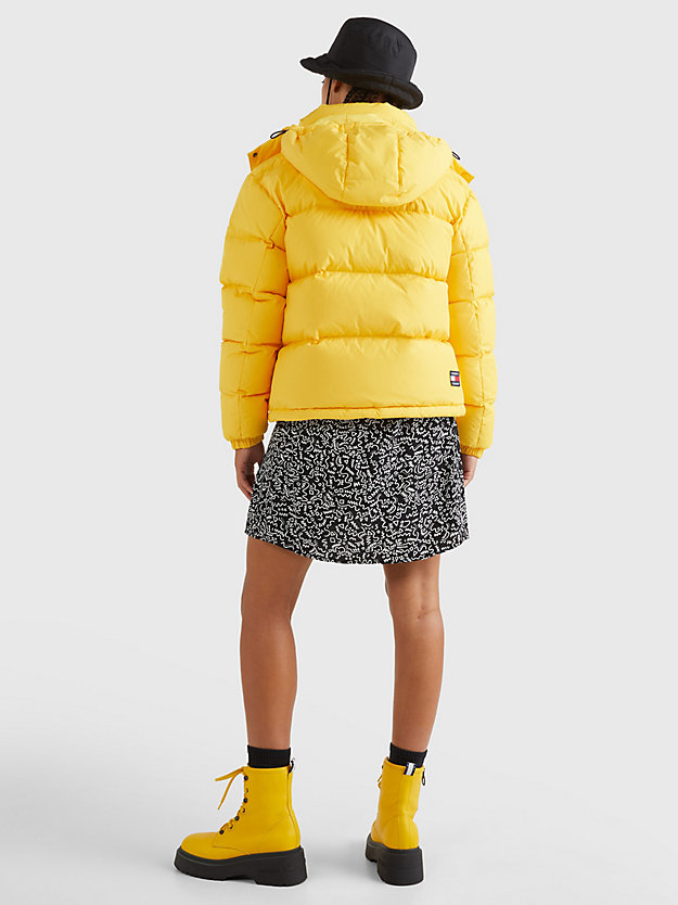 WARM YELLOW Badge Hooded Alaska Puffer for women TOMMY JEANS
