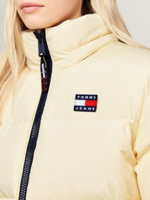 Tommy jeans yellow on sale oversized hooded puffer jacket