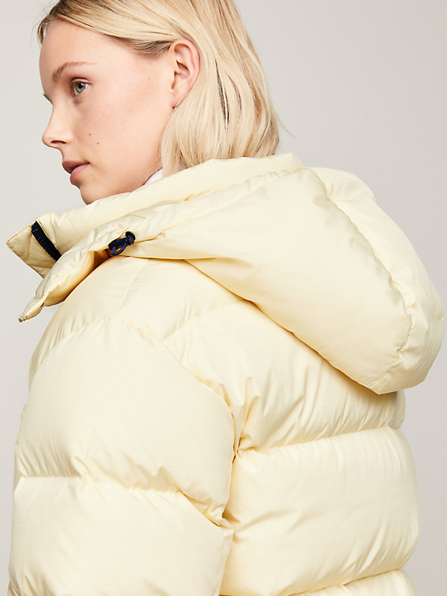 yellow hooded alaska puffer jacket for women tommy jeans