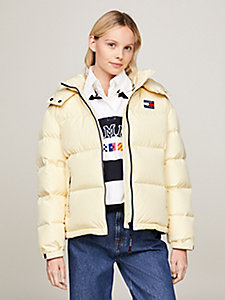 yellow badge alaska down puffer jacket for women tommy jeans
