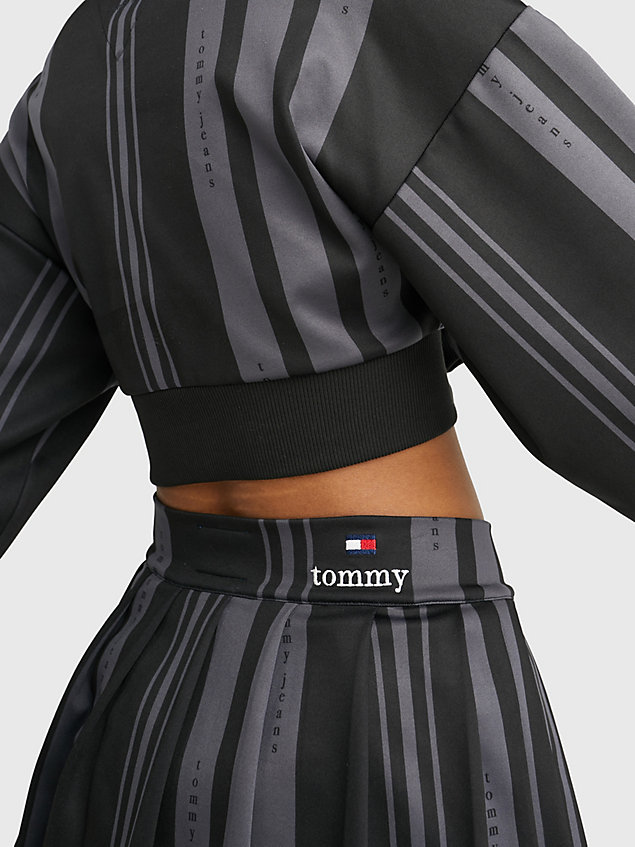 black geplooide rok met logo in serif voor dames - tommy jeans
