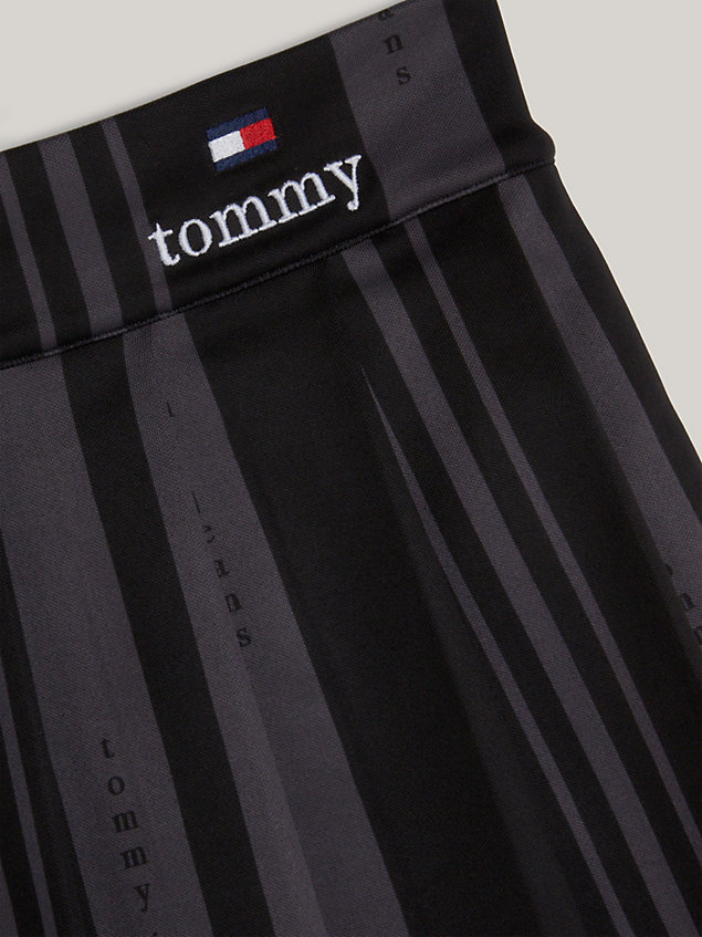 black geplooide rok met logo in serif voor dames - tommy jeans
