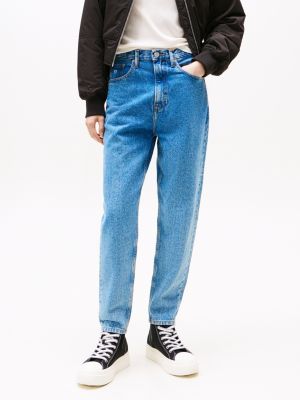 denim mom tapered jeans mit ultrahohem bund für damen - tommy jeans