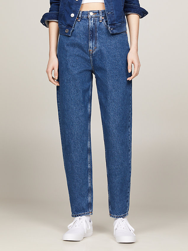 denim ultra high rise tapered mom jeans voor dames - tommy jeans