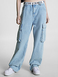 jean baggy cargo rétro taille basse denim pour femmes tommy jeans