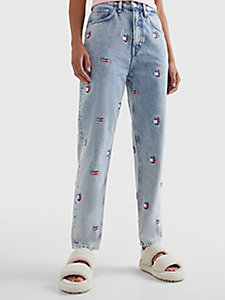 denim mom ultra high rise tapered embroidered jeans for women tommy jeans
