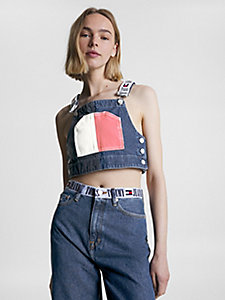 denim two-tone archive dungaree top for women tommy jeans