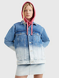 denim oversized ombré denim trucker jacket for women tommy jeans