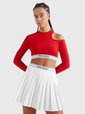 Cutout Detail Long Sleeve Crop RED | Tommy