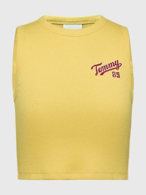 College Crop Tank Top Yellow Tommy Hilfiger 