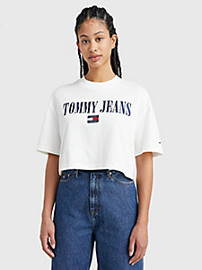 weiß archive kurzarm-crop top für damen - tommy jeans