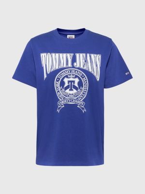blue relaxed fit t-shirt in varsity-stijl voor dames - tommy jeans
