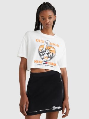 Basketball Logo Crop Top WHITE Tommy Hilfiger