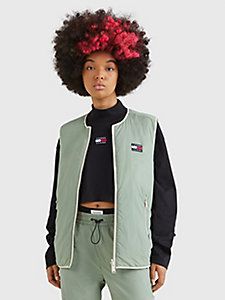 green reversible quilted vest for women tommy jeans