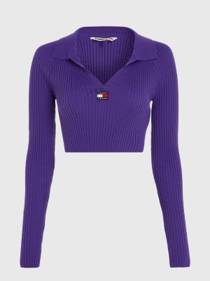 Pull court c tel badge Violet Tommy Hilfiger