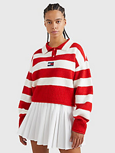 red badge stripe polo jumper for women tommy jeans