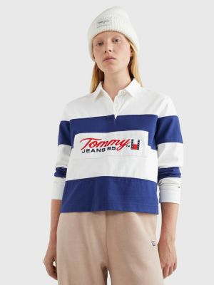 Eigenwijs Vooruitgang telegram Cropped Fit Langarm-Poloshirt im Rugby-Stil | WEIß | Tommy Hilfiger