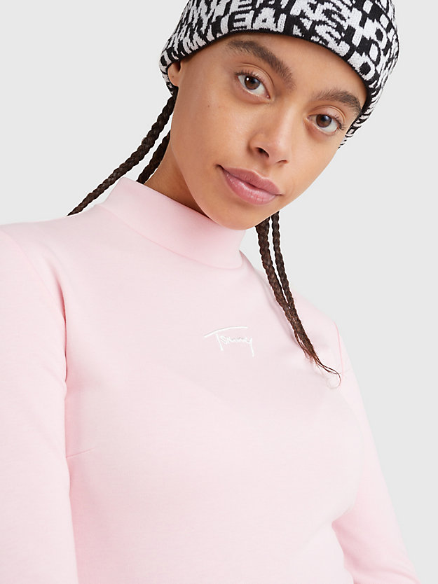 ALOHA PINK Signature Mock Turtleneck Bodycon Dress for women TOMMY JEANS