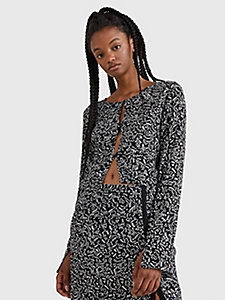 black doodle print cut out cardigan for women tommy jeans