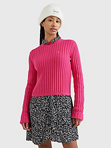 pink essential mock turtleneck boxy jumper for women tommy jeans