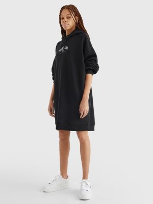 Essential Logo Double Hood Dress BLACK Tommy Hilfiger