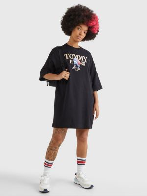 Brushed Jersey Logo TShirt Dress BLACK Tommy Hilfiger